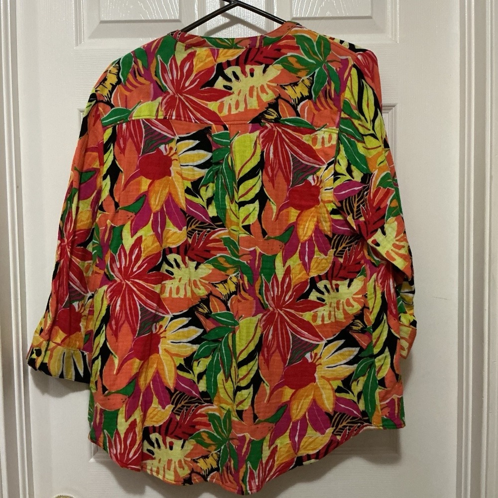 Joan Rivers BRIGHT VIBRANT shirt Jacket Large New No Tags Red Orange Yellow - Picture 3 of 6